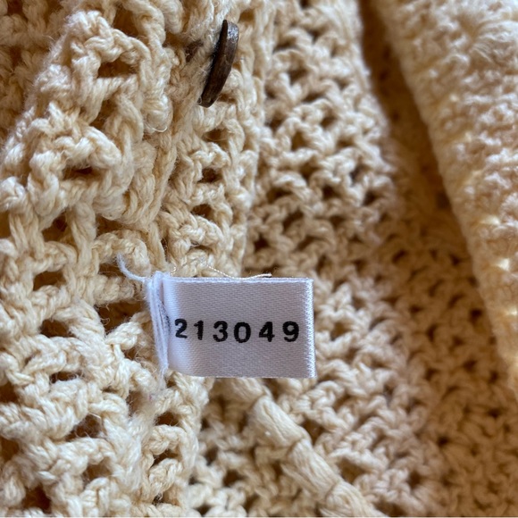 L.L. Bean Vintage golden beige linen & cotton crocheted sweater, size XL - Picture 8 of 8